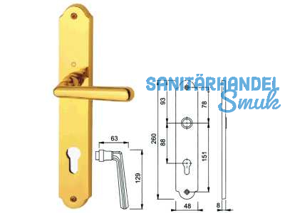 Schutzbeschlag Basel FH o. Kzs. Ms. pol. 88 mm 8,0 mm TS 67-70 mm Drcker/Drcker