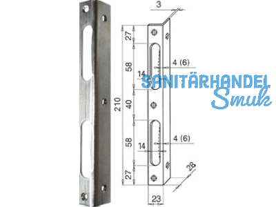 Sicherheitsschliessblech HBSS eckig 210 x 23 mm mit Bombierung blau verzinkt