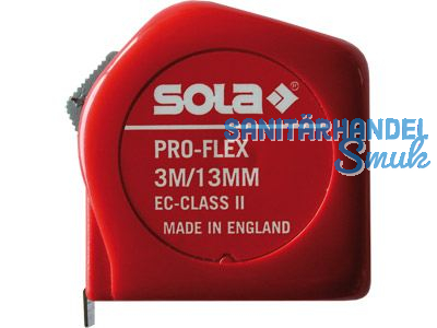 Rollmeter Sola Pro-Flex 3m EG II, B 13mm, mit Grtelclip