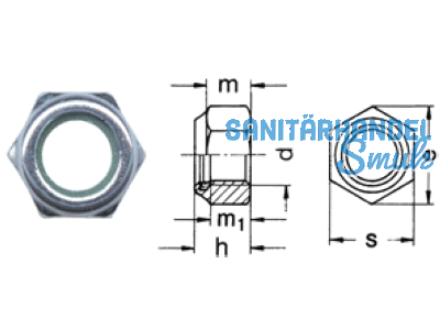 Sicherungsmutter mit Klemmteil verzinkt DIN 980/8 M 6 V