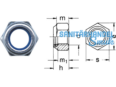 Sicherungsmutter mit Nylonring verzinkt DIN 985/8 M 20 x 1.5 Fg