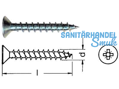 Spanplattenschraube Senkkopf Vg blau verzinkt Pzd 3.5 x 40