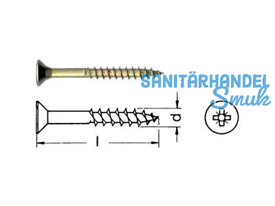 Spanplattenschraube Senkkopf Tg gelb Pzd 4.0 x 70