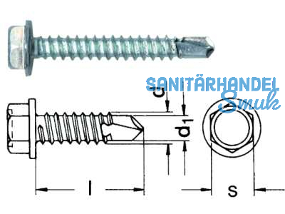 Bohrschraube Sechskantkopf verzinkt DIN 7504-K 4,8 x 50