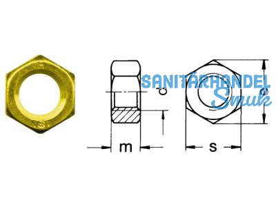 Sechskantmutter Messing DIN 934 M 10