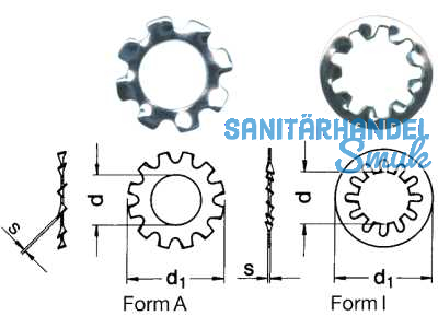 Zahnscheibe A2 rostfrei DIN 6797/A 5.3 mm