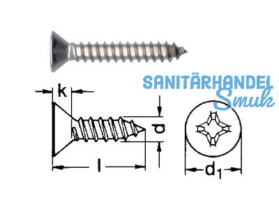 Blechschraube Senkkopf A2 DIN 7982 2,9 x 22