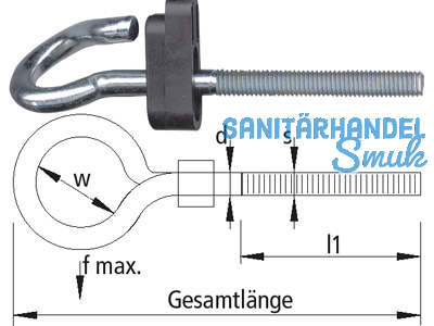 Sicherheits Schaukelhaken verzinkt Art. 19 A M 12 x 180 mm mit ISO-Gewinde