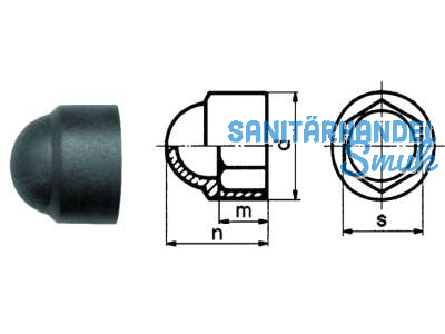 Schutzkappe fr Sechskantmutter schwarz M 6 Sks 6