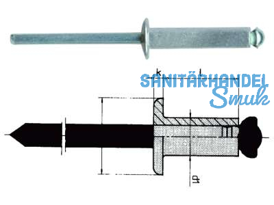 Spreizblindniete Alu/St. F 4,8 X 22