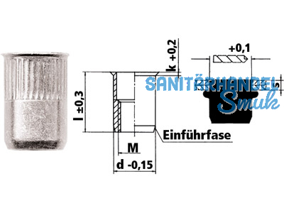 Blindeinnietmutter N27M10VO35 M 10 Stahl Universal (0,5 - 3,0)