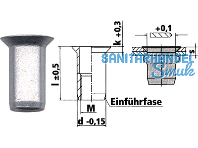 Blindeinnietmutter N2C2M08VO45 ASM 8 - 45 (Kl. 1,5 - 4,5)