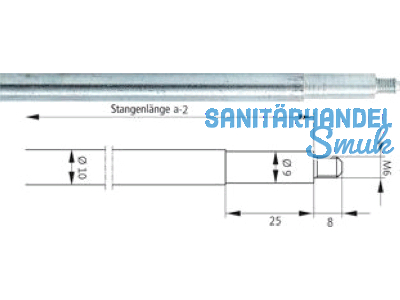 Stange massiv A = 1487 mm M6 B 9006 0005