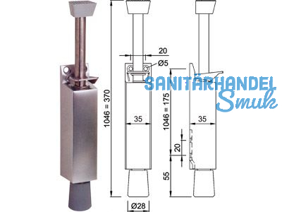 Trfeststeller 1046.02 Hub 120 mm 80 kg silberfarbig einbrennlackiert