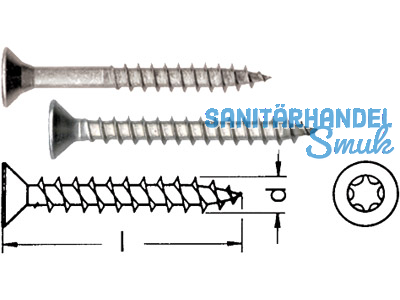 Spanplattenschraube A2 TX Senkkopf 3,0 x 20 VG