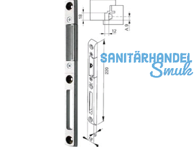 Schliessblech Doorsafe 12 mm/Stulp 16 mm links 256031