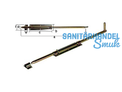 Bolzenriegel 400 mm mit Schlaufe Platte 160 x 60 x 4 mm verzink