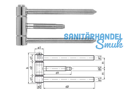 Einbohrband SFS 40H-18-009 vermessingt dreiteilig Gr. 18