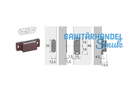 Magnetschnapper M71/GP1 braun Haftkraft 4 kg 13140