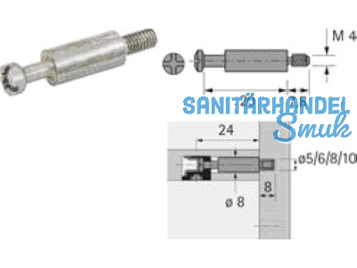 Einschraubdbel DU 425 Gewinde M4x7,8 mm Spannma 20 mm blank 79523