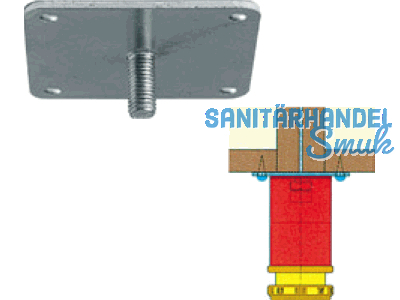 Befestigungsplatte 80x80 mm mit Gewinde- stift M10 zur Montage in Mbelfen