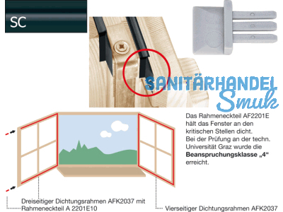 Dichtung-Eckteil AF2201E10-SC schwarz fr Standardfalz ($1000)