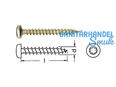 Spanplattenschraube Torx TX 25 Pan Head blau verzinkt 6.0 x 30