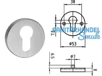 Schlsselrosette 5380.3C PZ Edelstahl 402556