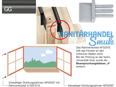 Dichtung-Eckteil AF2201E10-GG graphitgr. fr Standardfalz ($1000)