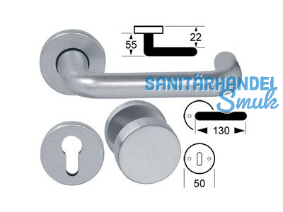 Wechselgrt./Drcker/Rosetten PZ Nava TS 70 mm natur eloxiert