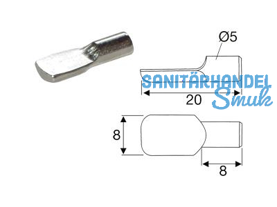 Lffelbodentrger Servo  5 mm Lnge = 20,0 mm vernickelt 4303.210