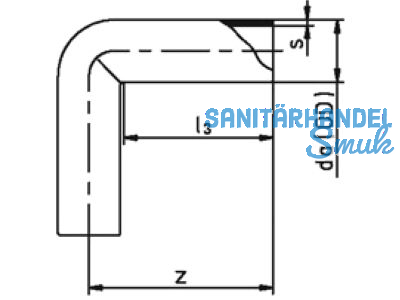 PE 100 Winkel DA 250 90 Gr. PN10 SDR 17 25.061.0250.17