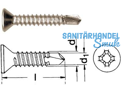 Bohrschraube Senkkopf A2 DIN 7504-O 3,9 x 19