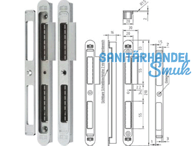 Schlieblech SB.VAR.ST.NL verstellbar 210 x 20 (30) mm links Niro-Look