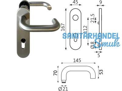 Drckergarnitur Kurzschild PZ 72 mm EV1 B-72010-00-0-1