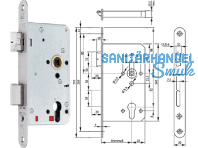 Panikschloss B 2126 Funktion E SVP 1-flg. 65/72/9/235x20x3 rechts