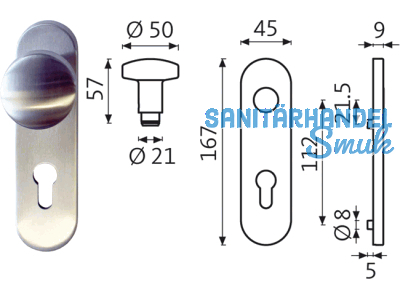 Knopfkurzschild PZ 72 mm Edelstahl B-72610-00-0-8