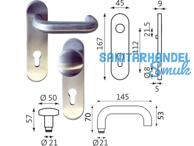 Wechselgarnitur Kurzschild PZ 72 mm EV1 B-72210-00-0-1