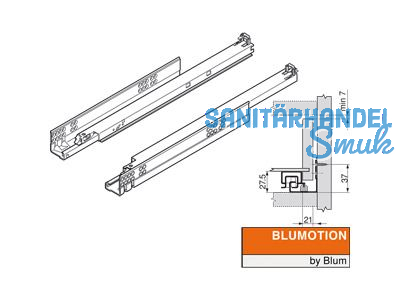 Tandemfhrung 560 H 520 30 kg Vollauszug mit BM-integriert 625.273.2