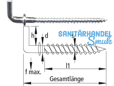 Schraubhaken verzinkt Art.69/6,8 x 4,4 gerade mit Beffe fr Hohlraumdbel