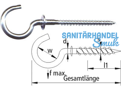 Schraubhaken verzinkt Art.70/6,8 x 3,5 gebogen mit Beffe fr Hohlraumdbel