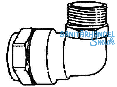 Winkelanschlussverschr. 90 Grad Isiflo m. Aussengewinde Typ 121 63mm x2\