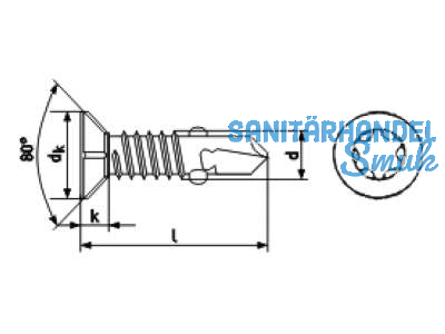 Bohrschraube mit Flgel und Rippen Torx 30 verzinkt DIN 7504-P 6,3 x 60