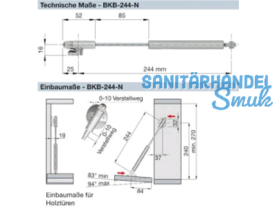 Barklappenbeschlag vernickelt Lnge = 244 mm BKB-244-N