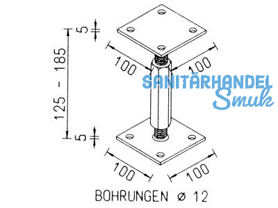 Pfostentrger Verst. 125-185 10900.0000 Ob.Plat.100x100x6 /U.Pl.100x100x6 M20