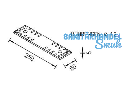 Zierverbinder ZINIP 11017.0000 250 x 60 x 5 mm mit 2 Bohrungen D: 12 mm