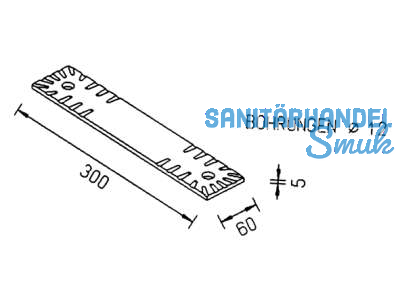 Zierverbinder ZINIP 11018.0000 300 x 60 x 5 mm mit 2 Bohrungen D: 12 mm