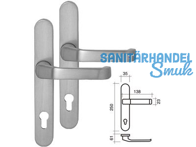 Langschild/Drcker-Garnitur DIN-Norm 8-8,5mm TS 70 mm natur eloxiert