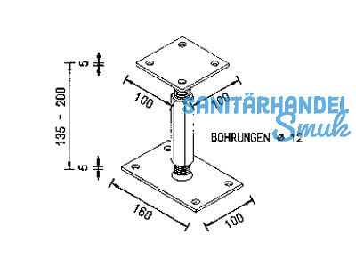 Pfostentrger Verst. 135-200 10920.1000 Ob.Plat.100x100x6 /U.Pl.160x100x6 M24