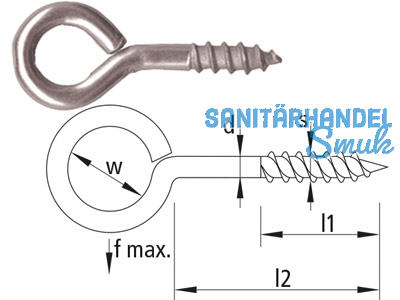 Ringschraube rostfrei Nr.1 40 x 16 Strke: 5,5 mm Bolzenlnge: 40 mm